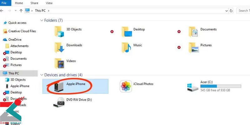 انتقال عکس با استفاده از File Explorer یا Windows Explorer