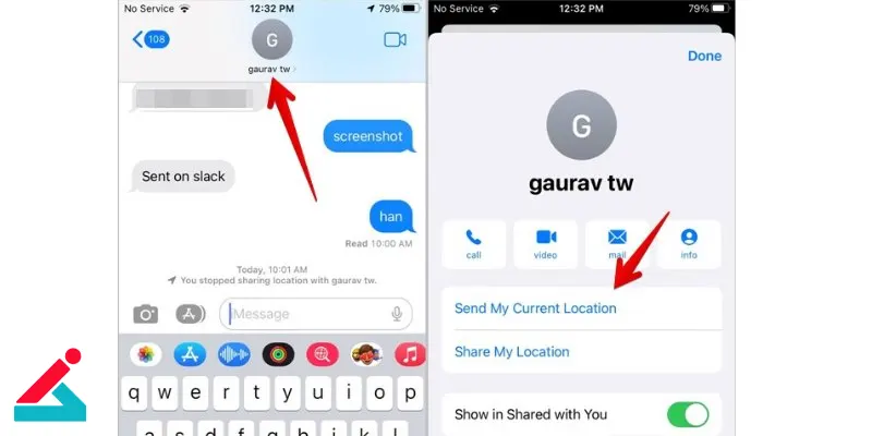 ارسال لوکیشن در گوشی آیفون
