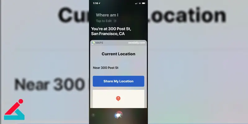 ارسال لوکیشن در موبایل آیفون