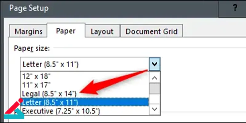 تنظیم اندازه برگه در word