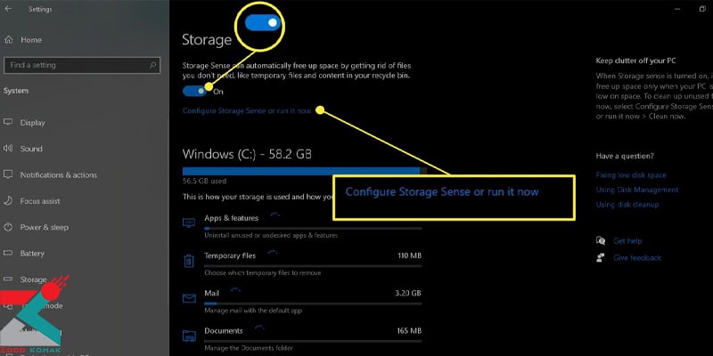 پاک کردن کش ویندوز 10 با استفاده از Storage Sense