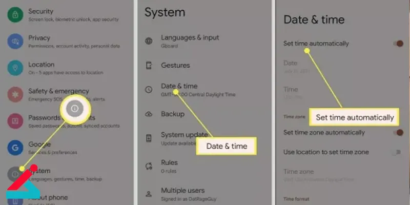 تنظیم تاریخ و ساعت موبایل 