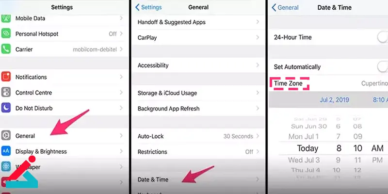 تنظیم تاریخ و ساعت گوشی آیفون