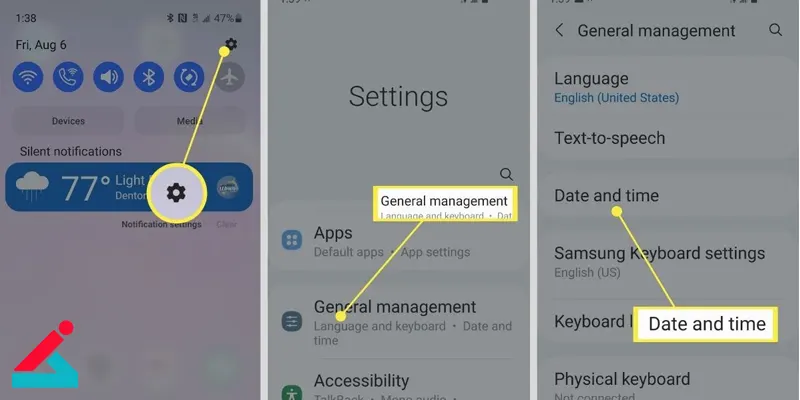نحوه تنظیم کردن تاریخ و ساعت گوشی 