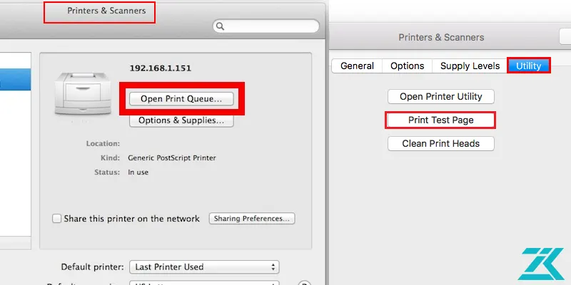 انتخاب گزینه open print queue 